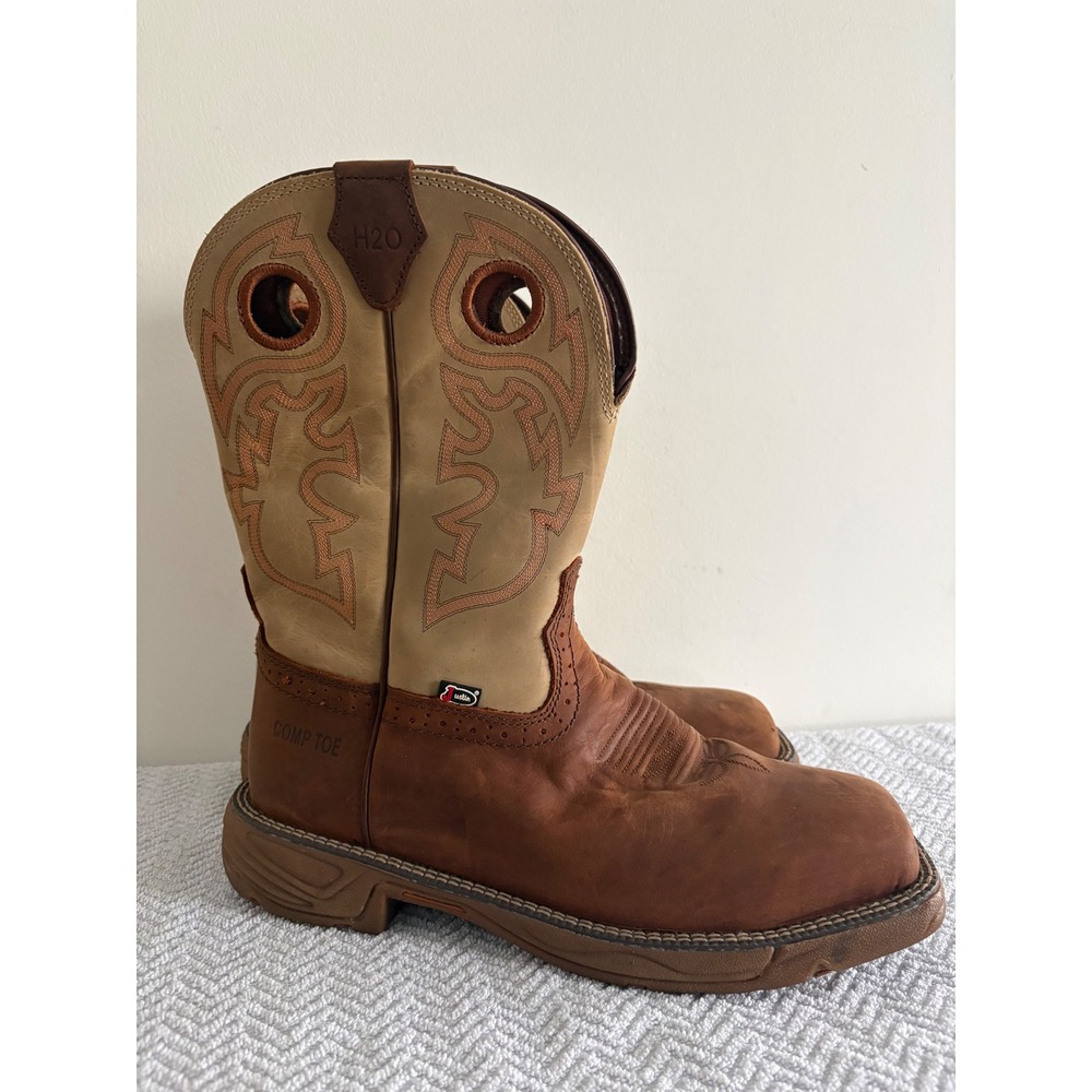 Justin Mens WK4338 Hybrid Waterproof Composite Toe Work Boots Brown 10D